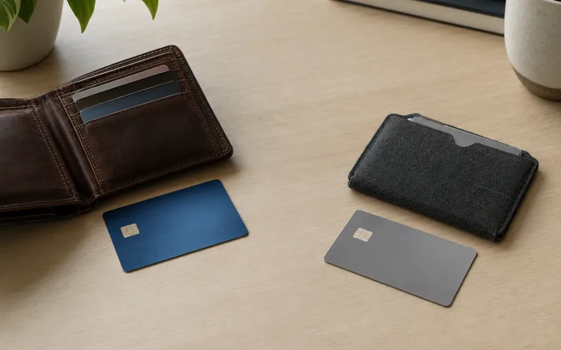Two credit cards arranged to compare keeping or closing an account