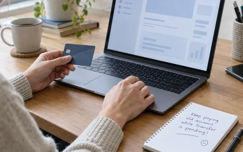 Cardholder checking a transfer while preparing a payment